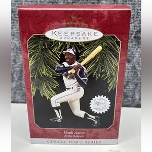 Hank Aaron MLB Baseball Hallmark Keepsake Ornament At the Ballpark 1997 Vintage